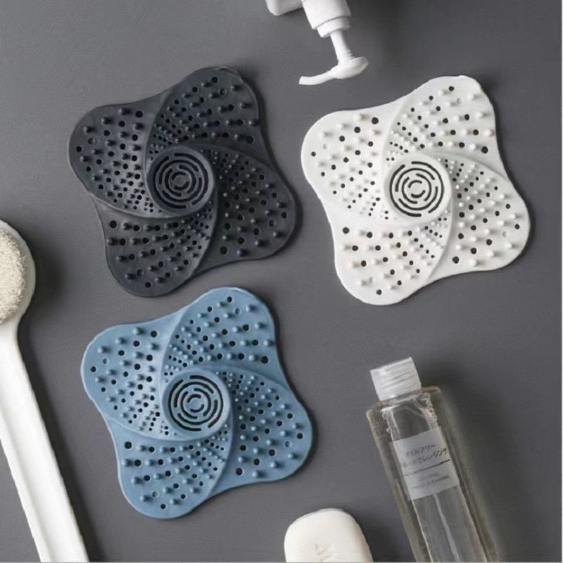 Silicone Drain Strainer, Hair-Catching Filter Mat for Bathroom and Kitchen Sinks and Drains—Black