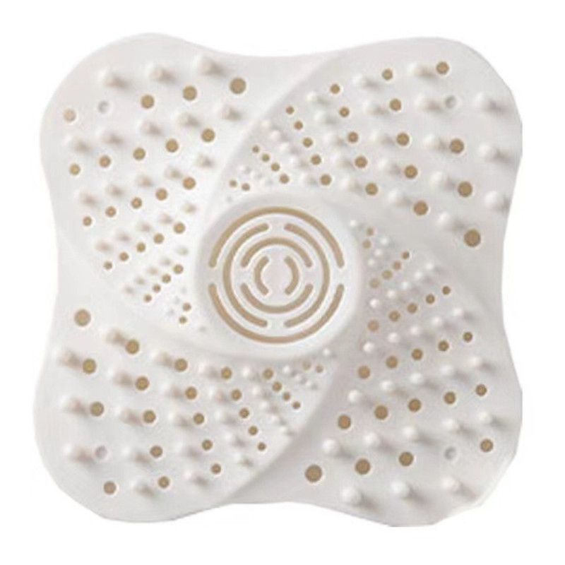 Silicone Drain Strainer, Hair-Catching Filter Mat for Bathroom and Kitchen Sinks and Drains—White