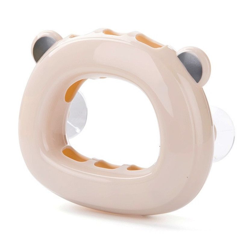 Bear-Shaped Suction Cup Toothbrush Holder, Wall-Mounted Bathroom Storage Rack—Beige
