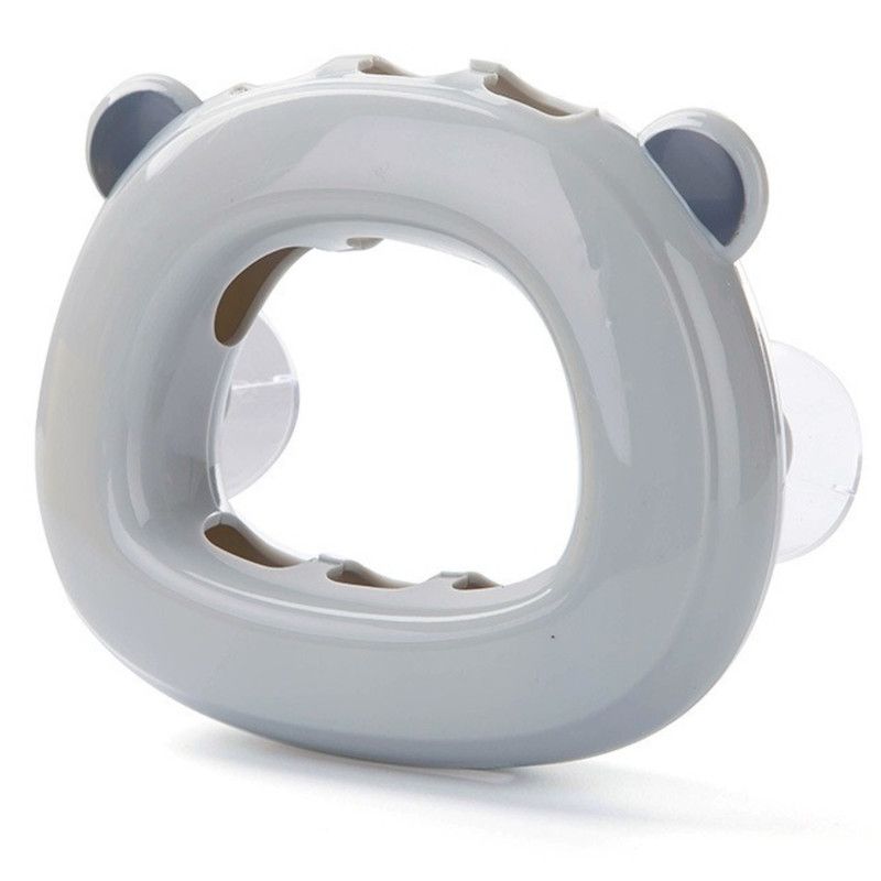 Bear-Shaped Suction Cup Toothbrush Holder, Wall-Mounted Bathroom Storage Rack—Gray
