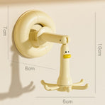 Duck Suction Cup Rotatable Hook, No-Drill 6-Claw Hanger for Kitchen and Bathroom—Yellow