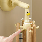 Duck Suction Cup Rotatable Hook, No-Drill 6-Claw Hanger for Kitchen and Bathroom—Yellow