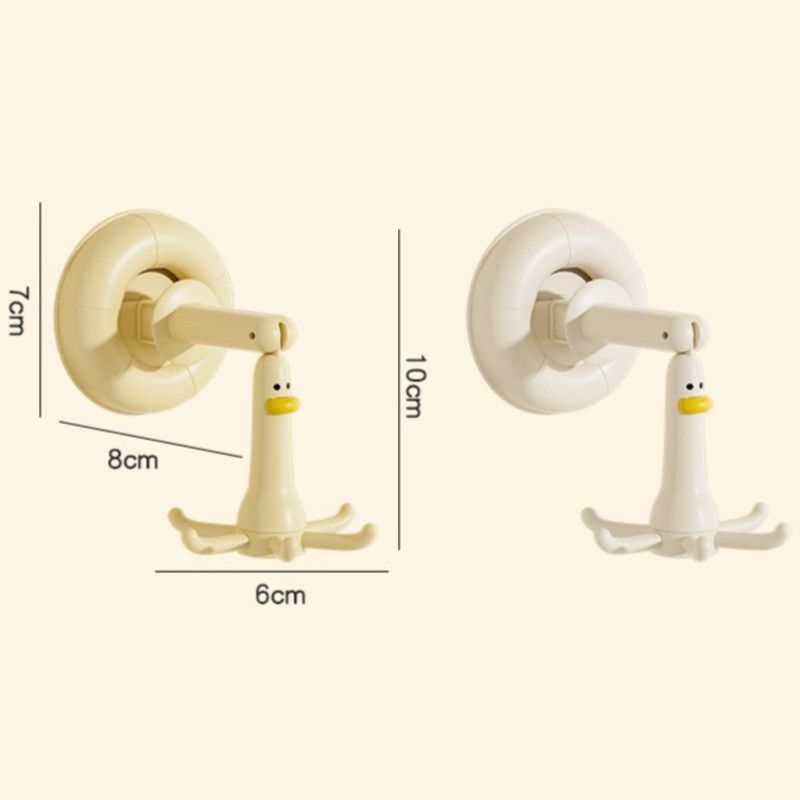 Duck Suction Cup Rotatable Hook, No-Drill 6-Claw Hanger for Kitchen and Bathroom—Yellow