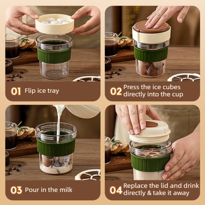 Portable Cold Brew Coffee Cup With Ice Tray Summer Drink Travel Mug