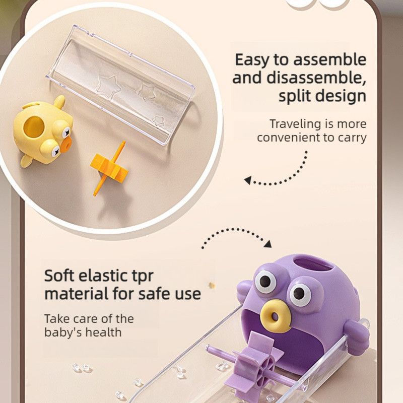Cartoon Faucet Extender for Kids with Anti-Splash Water Guide—Purple