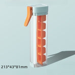 One-Hand Press Ice Tray 6-Grid Food-Grade Ice Cube Maker Storage Box—Orange