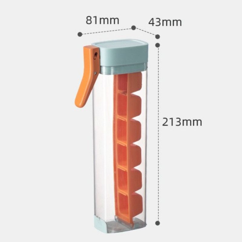 One-Hand Press Ice Tray 6-Grid Food-Grade Ice Cube Maker Storage Box—Orange