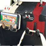 Cartoon Leather Car Seat Back Dual Hook 2-in-1 Car Hanger & Phone Holder—Red