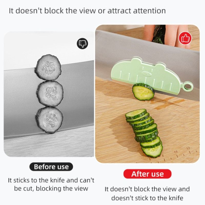 Magnetic Anti-Stick Knife Guard Universal Kitchen Slicing Tool for Fruit, Vegetables, and Meat—White