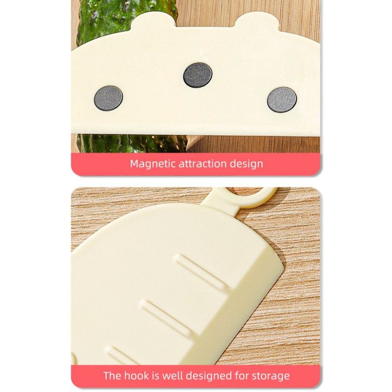 Magnetic Anti-Stick Knife Guard Universal Kitchen Slicing Tool for Fruit, Vegetables, and Meat—White