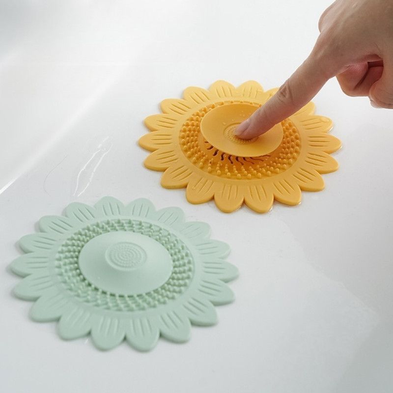 Sunflower Silicone Floor Drain Mat, Anti-Odor, Insect-Proof Sewer Sealing Cover—Blue
