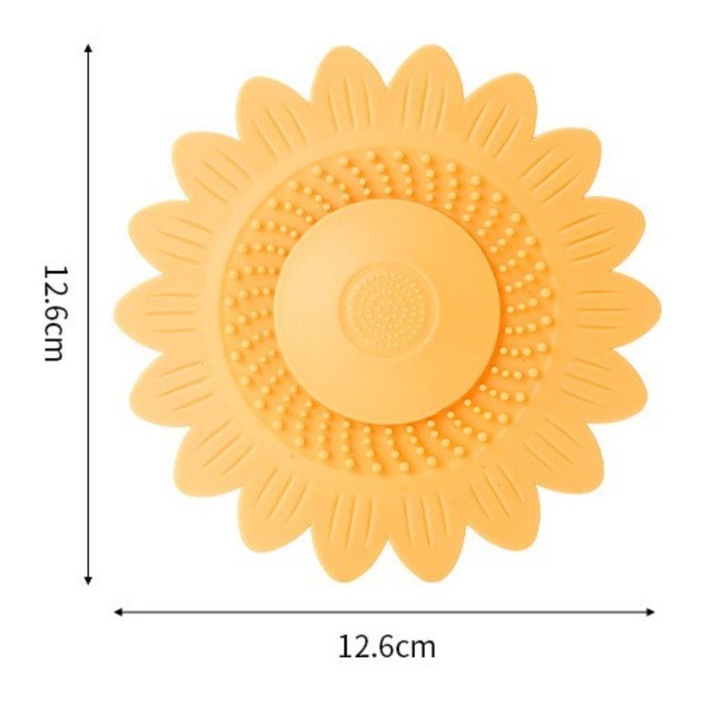 Sunflower Silicone Floor Drain Mat, Anti-Odor, Insect-Proof Sewer Sealing Cover—Green