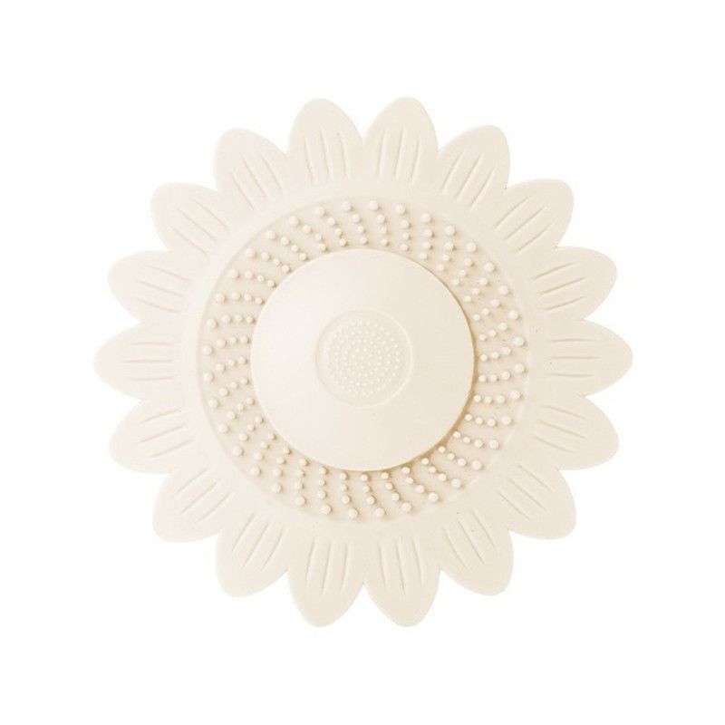 Sunflower Silicone Floor Drain Mat, Anti-Odor, Insect-Proof Sewer Sealing Cover—White