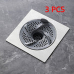 3-Piece Floor Drain Strainer, Bathroom Hair Catcher, Sewer Anti-Clog Drain Cover—Gray