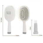 Air Cushion Massage Comb, Anti-Static Paddle Hair Brush with Cleaning Tool—White