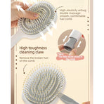 Air Cushion Massage Comb, Anti-Static Paddle Hair Brush with Cleaning Tool—White
