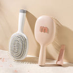 Air Cushion Massage Comb, Anti-Static Paddle Hair Brush with Cleaning Tool—White