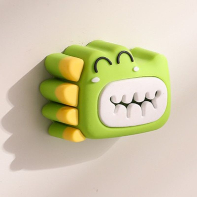 Dinosaur Bite Clip, No-Drill Towel Clip, Bathroom Face Towel Storage Hook—Green