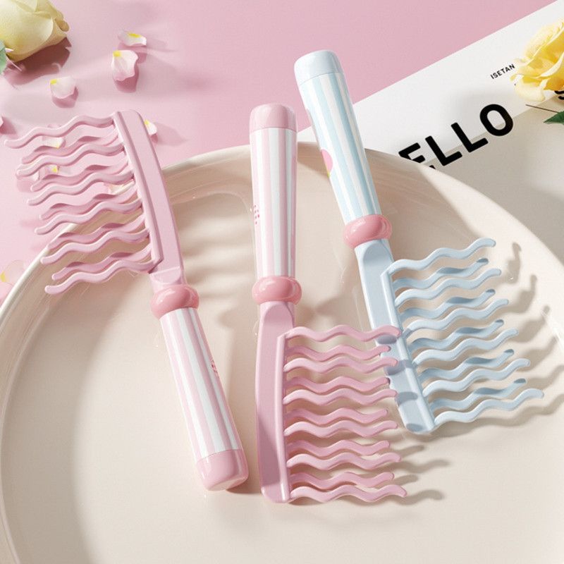 Double-Row Wavy-Tooth Hair Comb, Scalp Massage Anti-Static Styling Comb—Blue