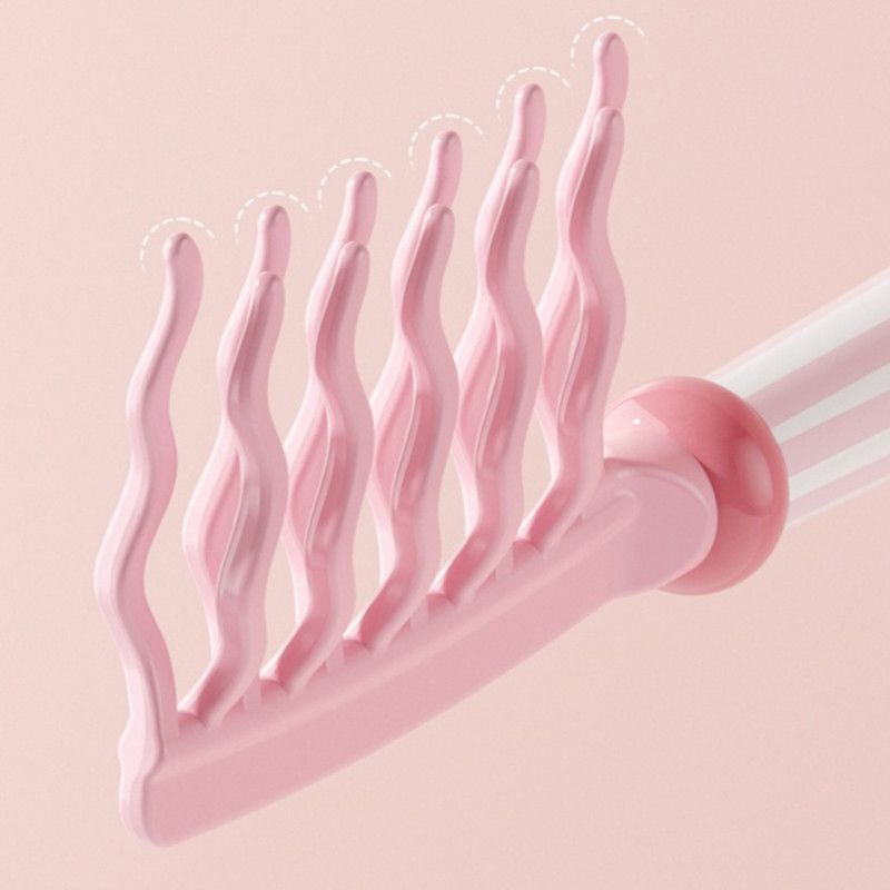 Double-Row Wavy-Tooth Hair Comb, Scalp Massage Anti-Static Styling Comb—Pink