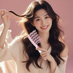 Double-Row Wavy-Tooth Hair Comb, Scalp Massage Anti-Static Styling Comb—Pink
