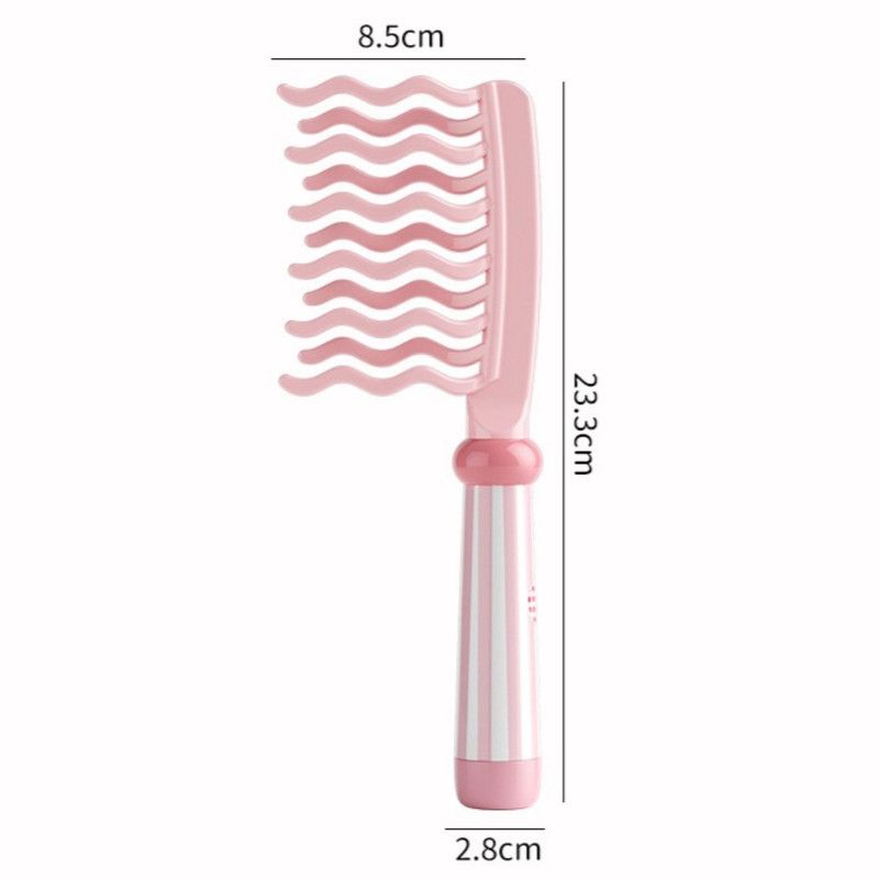 Double-Row Wavy-Tooth Hair Comb, Scalp Massage Anti-Static Styling Comb—Pink