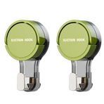 2-Piece Vacuum Suction Cup Hook, No-Drill, Removable, Mark-Free Hook for Bathroom and Kitchen Walls—Green