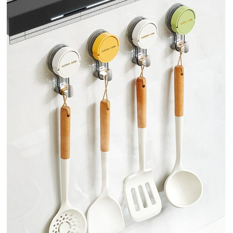 Vacuum Suction Cup Hook, No-Drill, Removable, Mark-Free Hook for Bathroom and Kitchen Walls—Yellow