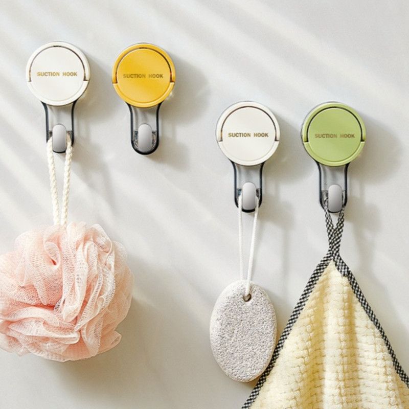 2-Piece Vacuum Suction Cup Hook, No-Drill, Removable, Mark-Free Hook for Bathroom and Kitchen Walls—Yellow