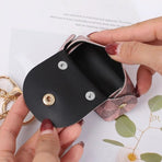 Mini Printed Leather Coin Purse with Tassel Keychain and Earphone Storage Pouch - Red