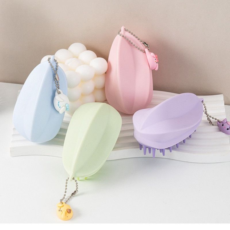 Silicone Shampoo Brush for Wet and Dry Use, Scalp Massager, Hair Washing Comb—Blue