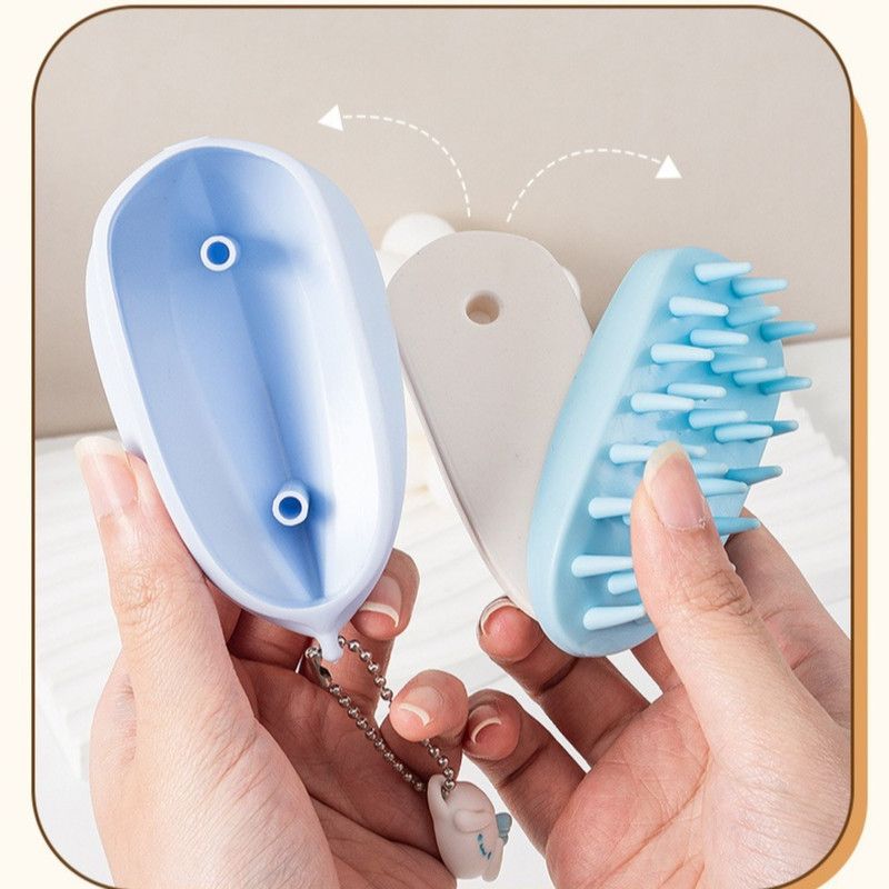 Silicone Shampoo Brush for Wet and Dry Use, Scalp Massager, Hair Washing Comb—Purple