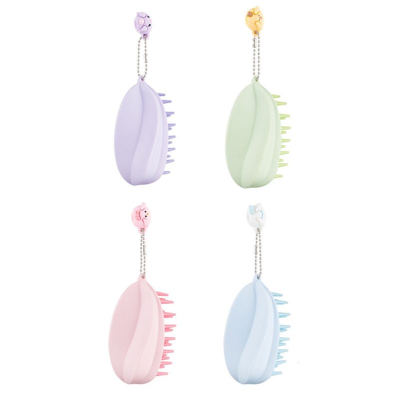 Silicone Shampoo Brush for Wet and Dry Use, Scalp Massager, Hair Washing Comb—Purple