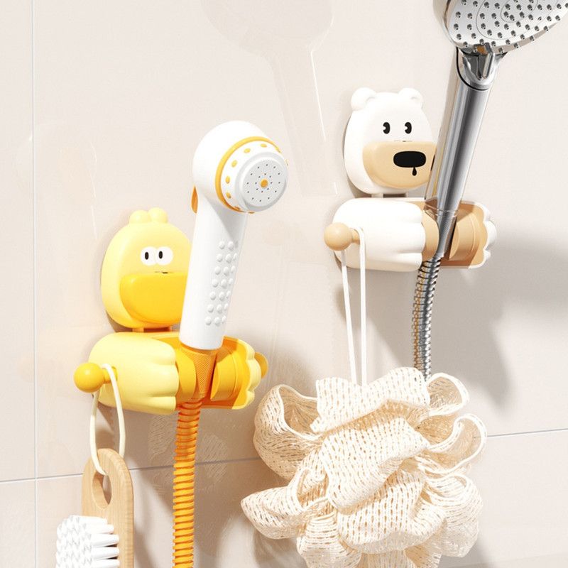 Cartoon Suction Shower Bracket, No-Drill Adjustable Shower Head Holder—White