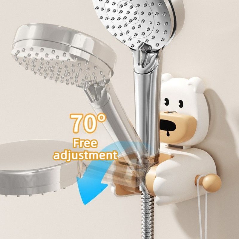 Cartoon Suction Shower Bracket, No-Drill Adjustable Shower Head Holder—White