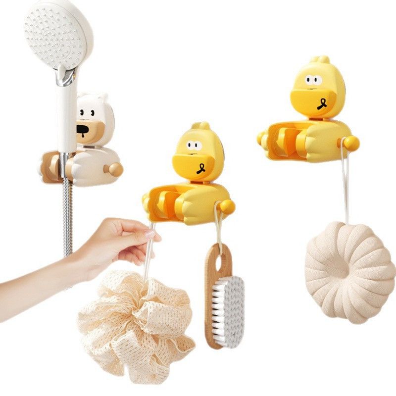 Cartoon Suction Shower Bracket, No-Drill Adjustable Shower Head Holder—White