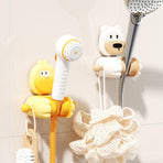 Cartoon Suction Shower Bracket, No-Drill Adjustable Shower Head Holder—Yellow