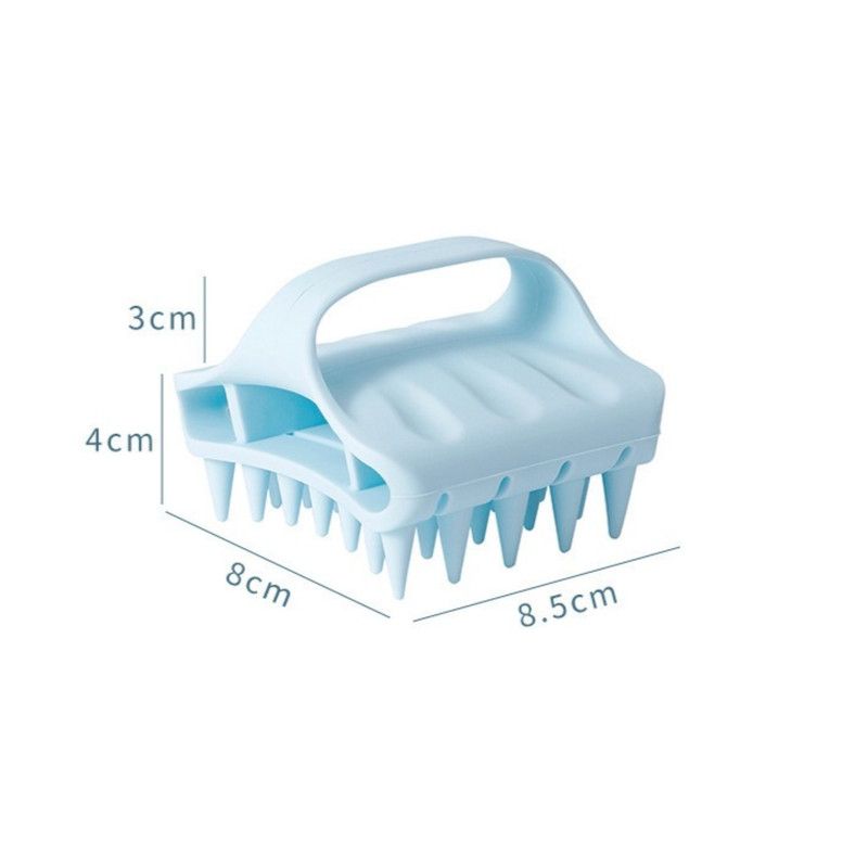 Silicone Scalp Massager Shampoo Brush Wet And Dry Use Hair Washing Comb—Blue