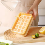 Zero-Touch Press Ice Cube Tray, Food-Grade Ice Storage Box for Refrigerator—Green