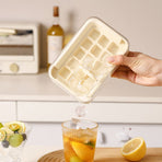 Zero-Touch Press Ice Cube Tray, Food-Grade Ice Storage Box for Refrigerator—Green
