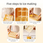 Zero-Touch Press Ice Cube Tray, Food-Grade Ice Storage Box for Refrigerator—Green