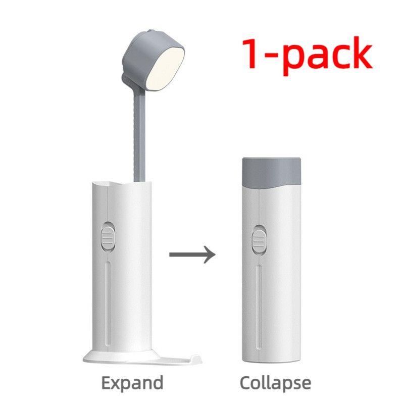 Retractable Folding Desk Lamp Flashlight Rechargeable LED Eye‑Caring Reading Light With Phone Holder