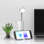 Retractable Folding Desk Lamp Flashlight Rechargeable LED Eye‑Caring Reading Light With Phone Holder
