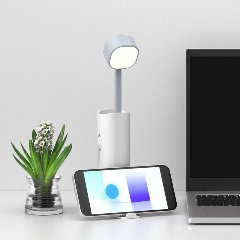 Retractable Folding Desk Lamp Flashlight Rechargeable LED Eye‑Caring Reading Light With Phone Holder