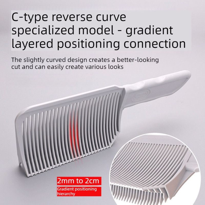 Arc Gradient Hair Cutting Comb, V-Shape Barber Flat Top Comb, Men's Styling and Positioning Comb—Gray