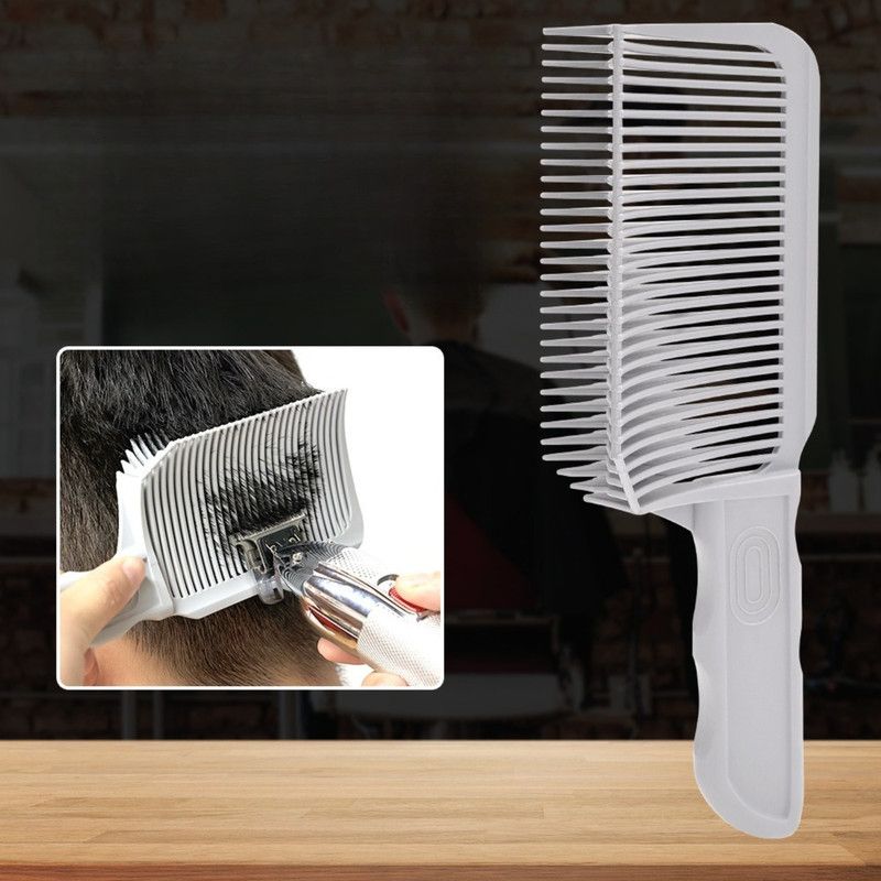 Arc Gradient Hair Cutting Comb, V-Shape Barber Flat Top Comb, Men's Styling and Positioning Comb—Gray