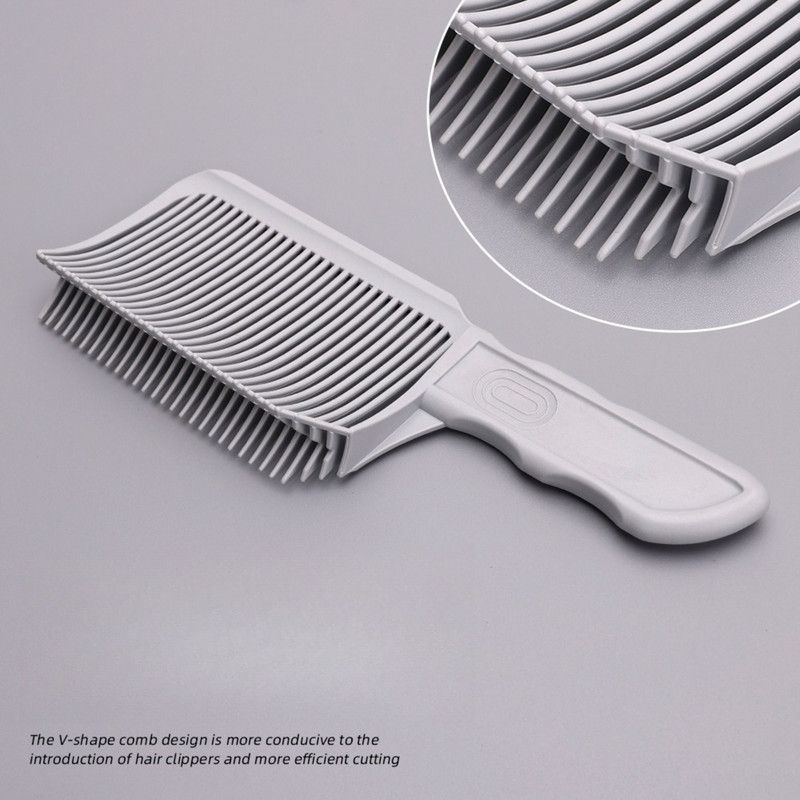 Arc Gradient Hair Cutting Comb, V-Shape Barber Flat Top Comb, Men's Styling and Positioning Comb—White