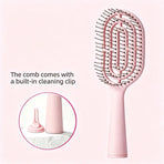 Mini Portable Standing Bone Comb for Women: Fluffy Hair Brush with Scalp Massage Cushion—Pink