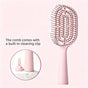 Mini Portable Standing Bone Comb for Women: Fluffy Hair Brush with Scalp Massage Cushion—Pink