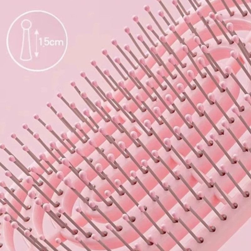 Standable Long Handle Bone Comb Women Fluffy Hair Brush Curly Hair Scalp Massage Comb—Green